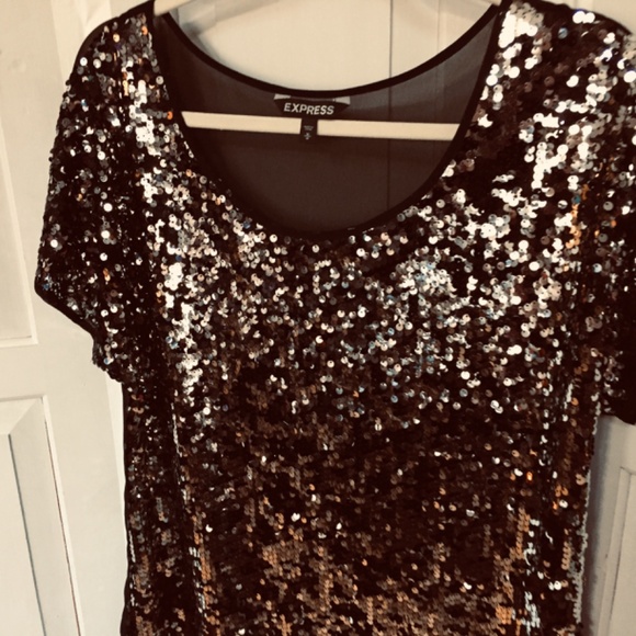 Express Black and Silver Sequin Top - Picture 10 of 15
